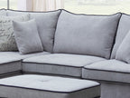 A83005 3 pc Harmony light grey fabric 100" sectional sofa with LAF chaise and storage ottoman