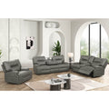 Gray Breathable Leatherette Power Motion Recliner Sofa & Loveseat Set – 8301-2PC