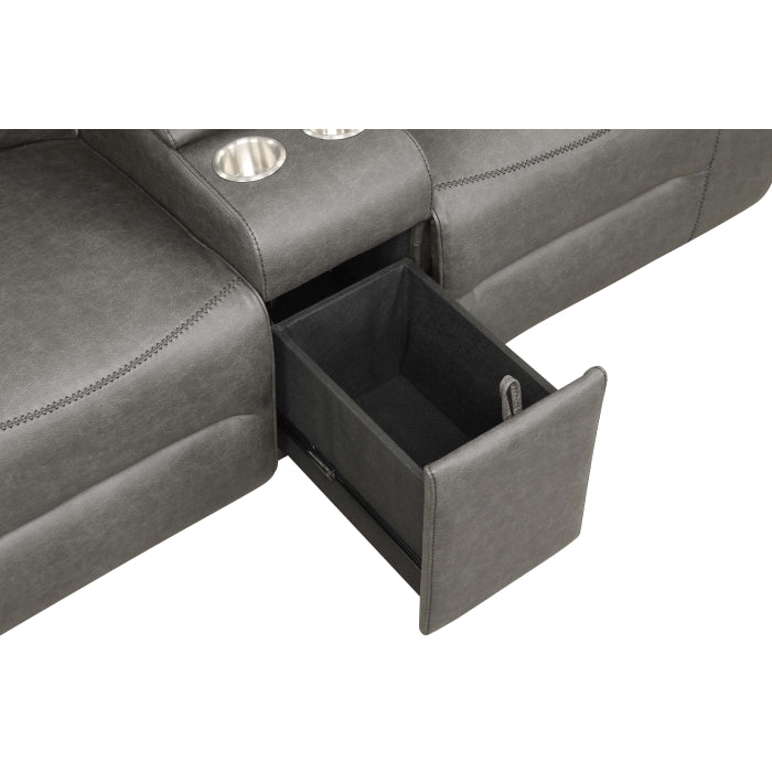 Gray Breathable Leatherette Power Motion Recliner Sofa & Loveseat Set – 8301-2PC