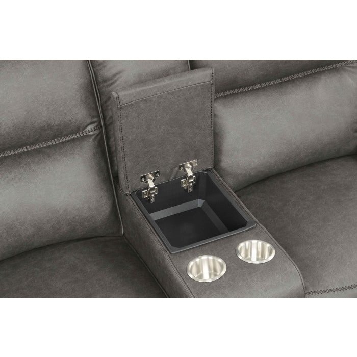 Gray Breathable Leatherette Power Motion Recliner Sofa & Loveseat Set – 8301-2PC