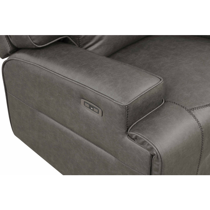 Gray Breathable Leatherette Power Motion Recliner Sofa & Loveseat Set – 8301-2PC