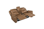 Haven 2-Piece Power Motion Sofa & Loveseat Set – Brown Top Grain Leather & Recliner Ends – 8301BRW-2PC