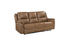 Haven 2-Piece Power Motion Sofa & Loveseat Set – Brown Top Grain Leather & Recliner Ends – 8301BRW-2PC