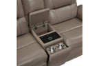 Haven 2-Piece Power Motion Sofa & Loveseat Set – Dark Taupe Top Grain Leather & Recliner Ends – 8301DTP-2PC