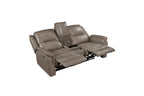 Haven 2-Piece Power Motion Sofa & Loveseat Set – Dark Taupe Top Grain Leather & Recliner Ends – 8301DTP-2PC