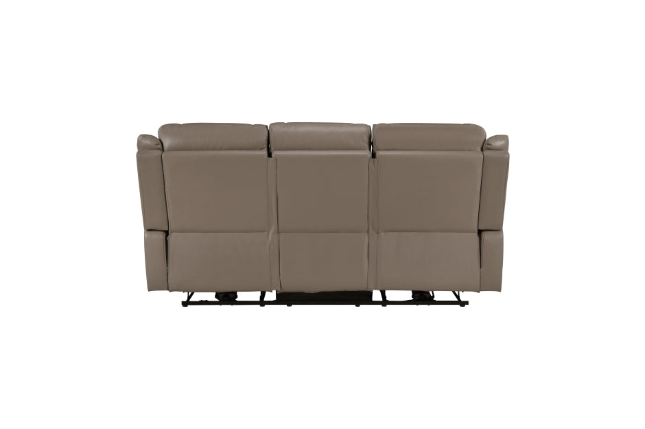 Haven 2-Piece Power Motion Sofa & Loveseat Set – Dark Taupe Top Grain Leather & Recliner Ends – 8301DTP-2PC