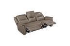 Haven 2-Piece Power Motion Sofa & Loveseat Set – Dark Taupe Top Grain Leather & Recliner Ends – 8301DTP-2PC
