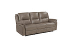 Haven 2-Piece Power Motion Sofa & Loveseat Set – Dark Taupe Top Grain Leather & Recliner Ends – 8301DTP-2PC