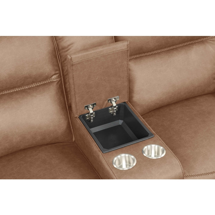 Camel Breathable Leatherette Power Motion Recliner Sofa & Loveseat Set – 8302-2PC