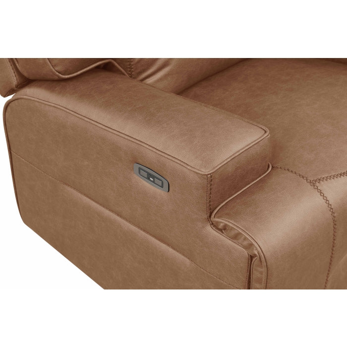 Camel Breathable Leatherette Power Motion Recliner Sofa & Loveseat Set – 8302-2PC