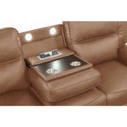 Camel Breathable Leatherette Power Motion Recliner Sofa & Loveseat Set – 8302-2PC