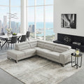 Homelegance Ventura Mid-Century Modern Light Grey Top Grain Leather Sectional Sofa with Chaise and Power Recliner – 8304LGY-2LC2RPW