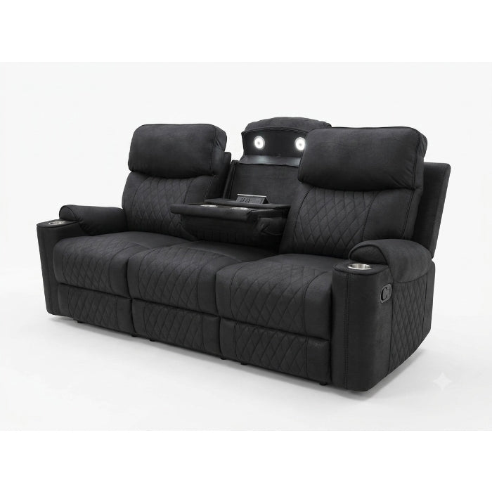 2-Piece Black high performance Sofa, Loveseat Set with Motion Recliners USB ports and drop down tray table  – 8305-2PC