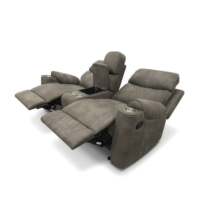 2-Piece Grey High Performance Fabric Sofa Loveseat Set with Motion Recliners – 8306-2PC