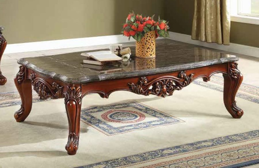 Acme 83065 Astoria grand anner eustoma walnut finish wood marble top coffee table