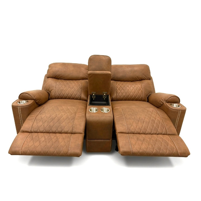 2-Piece Brown High Performance Fabric Sofa Loveseat Set with Motion Recliners – 8307-2PC