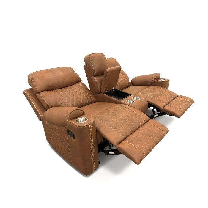 2-Piece Brown High Performance Fabric Sofa Loveseat Set with Motion Recliners – 8307-2PC
