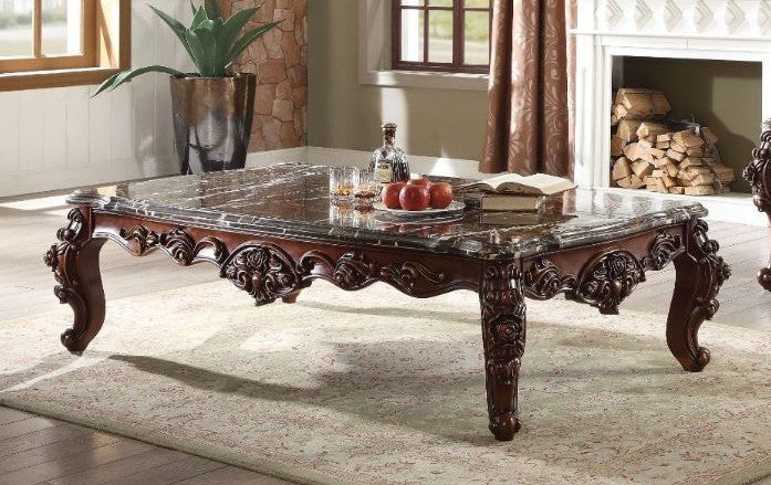Acme 83070 Astoria grand anner forsythia walnut finish wood marble top coffee table