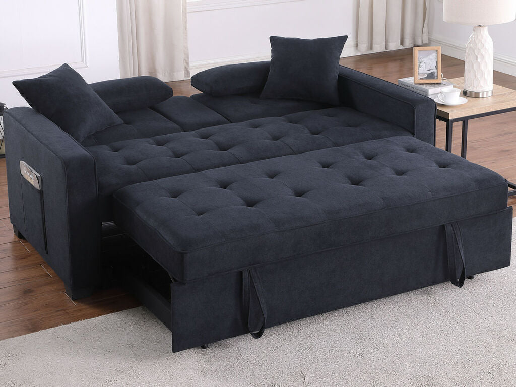 83080 Codt II grey woven fabric pop up sleep area fold down back center drop down cup holder with USB sofa sleeper