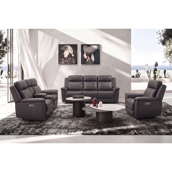Charcoal Grey Leather Match Power Motion Recliner Sofa & Loveseat Set – 8310-2PC