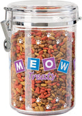 Oggi 8310 Clear acrylic air tight silicone seal "MEOW" with paws design pet treat container