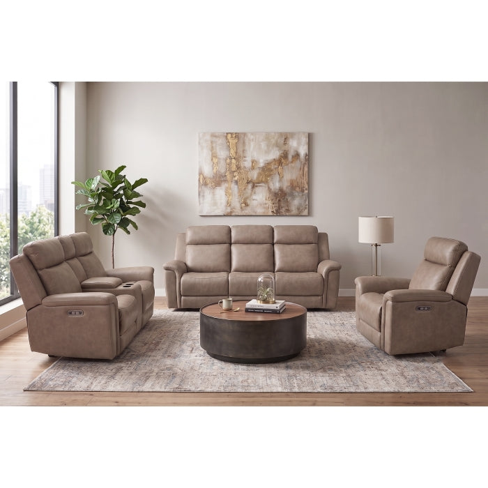Khaki Leather Match Power Motion Recliner Sofa & Loveseat Set – 8311-2PC