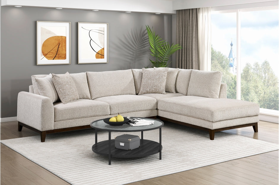 Homelegance 8312NTP-22LRC 2 pc Juniper chenille textured fabric sectional sofa set with RAF chaise