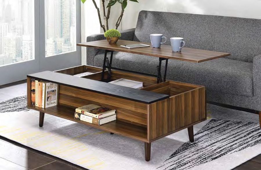 Acme 83140 Latitude run avala walnut finish wood mid century modern lift top coffee table