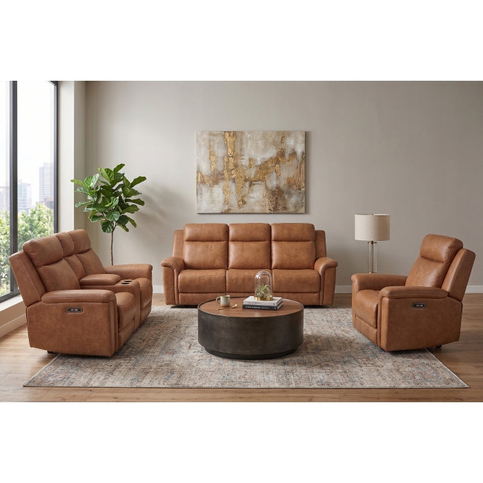 Antique Brown Leather Match Power Motion Recliner Sofa & Loveseat Set – 8315-2PC
