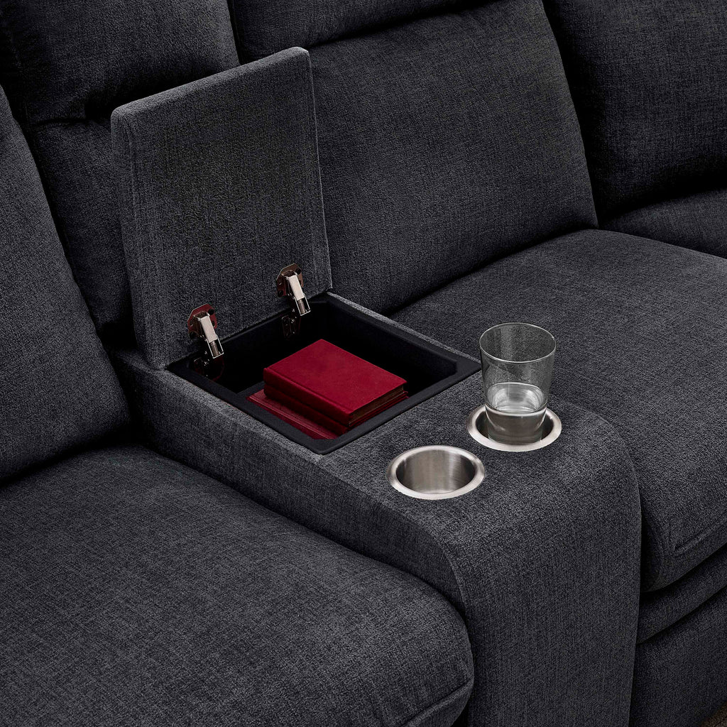 3-Piece Grey Chenille Fabric Power Recliner Sectional Sofa with Sleeper, Storage Chaise & Console – 8317