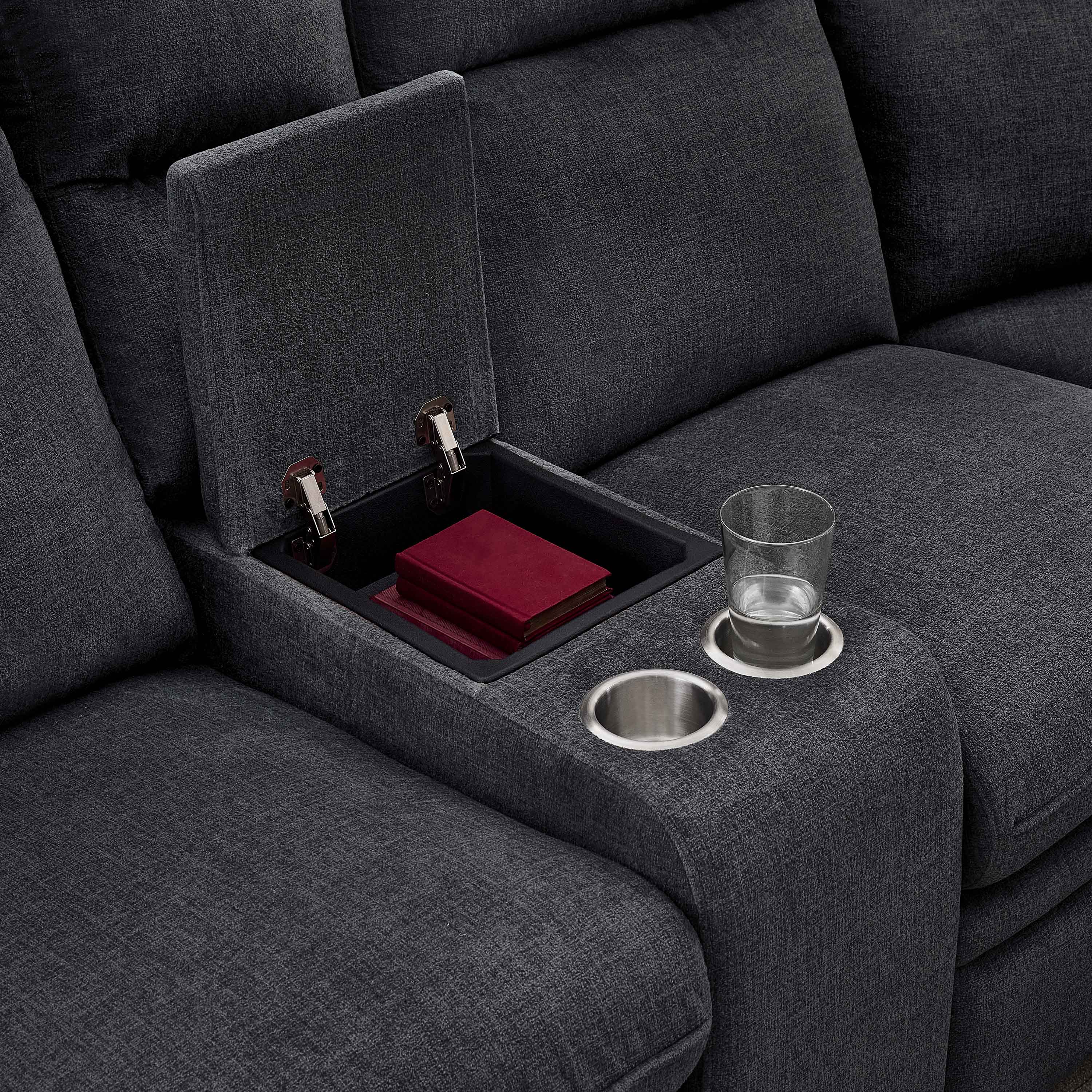 3-Piece Grey Chenille Fabric Power Recliner Sectional Sofa with Sleeper, Storage Chaise & Console – 8317