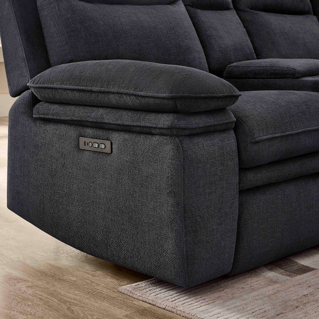 3-Piece Grey Chenille Fabric Power Recliner Sectional Sofa with Sleeper, Storage Chaise & Console – 8317