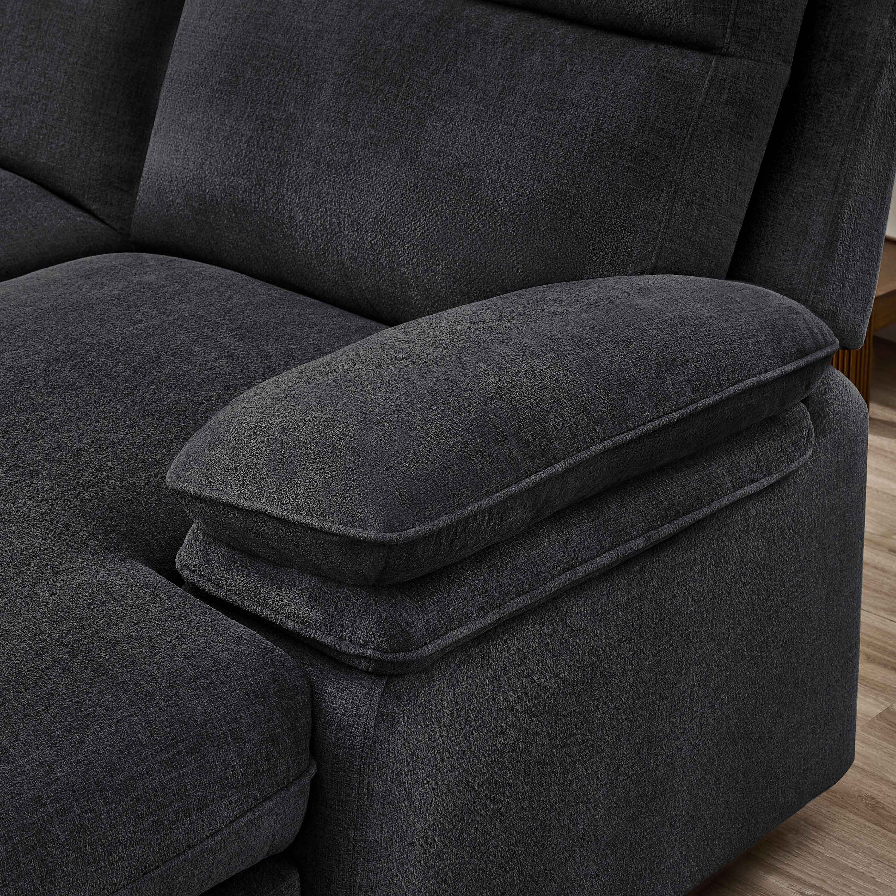 3-Piece Grey Chenille Fabric Power Recliner Sectional Sofa with Sleeper, Storage Chaise & Console – 8317
