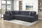 Homelegance Ridge Dark Grey Plush Corduroy Sectional Sofa with Storage Chaise and Pull-Out Sleeper – 8317DGY