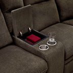 3-Piece Dark Brown Chenille Fabric Power Recliner Sectional Sofa with Sleeper, Storage Chaise & Console – 8318