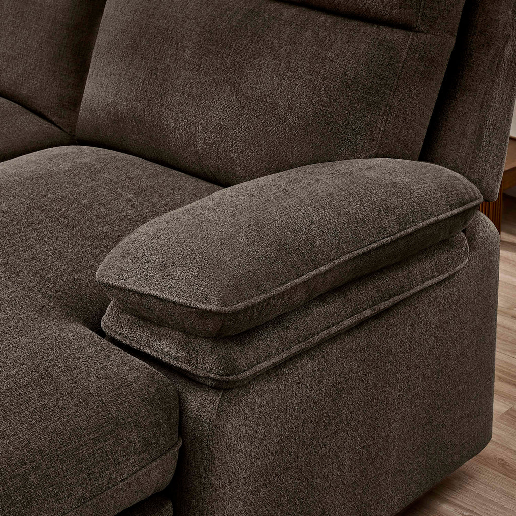 3-Piece Dark Brown Chenille Fabric Power Recliner Sectional Sofa with Sleeper, Storage Chaise & Console – 8318