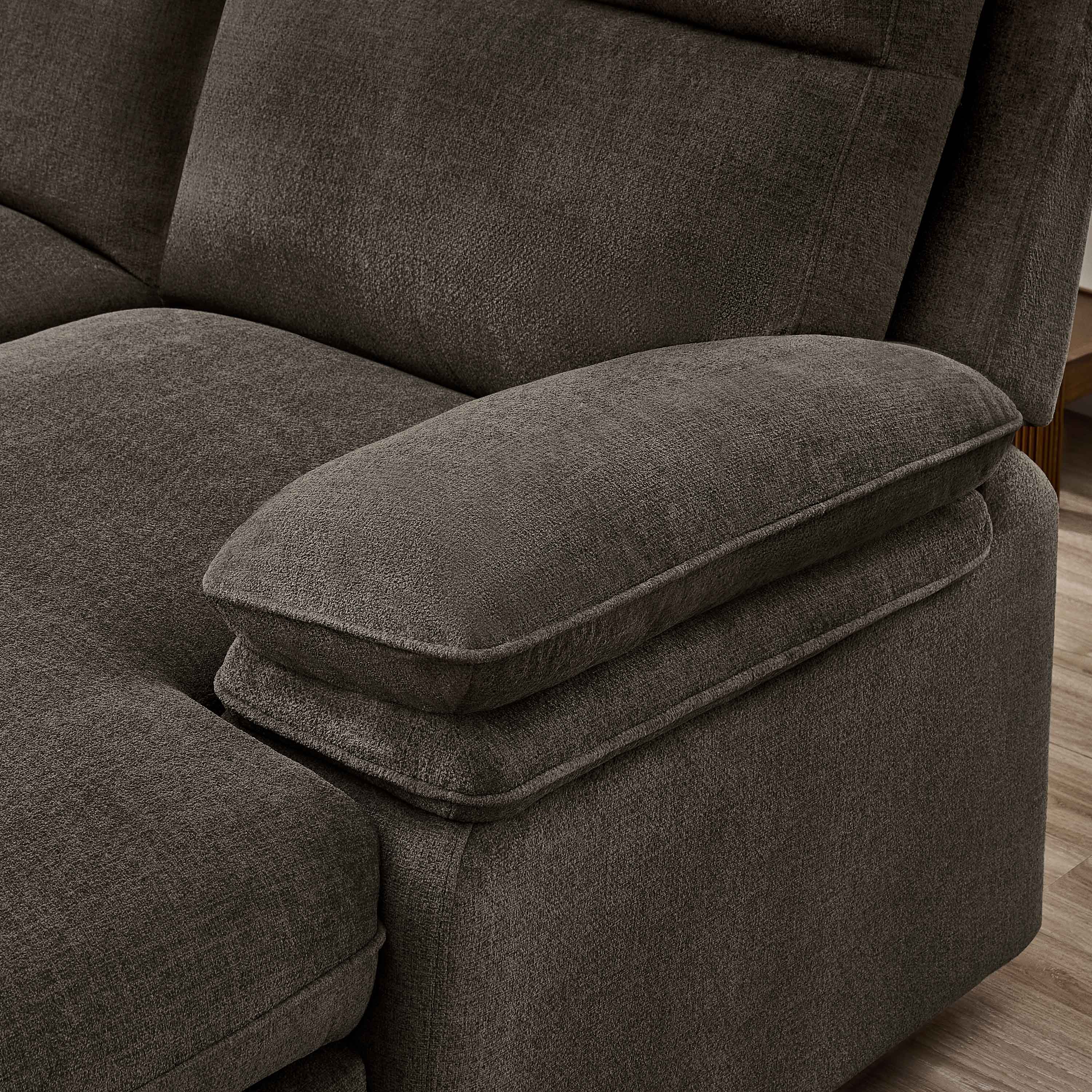 3-Piece Dark Brown Chenille Fabric Power Recliner Sectional Sofa with Sleeper, Storage Chaise & Console – 8318