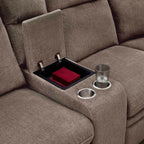 3-Piece Taupe Chenille Fabric Power Recliner Sectional Sofa with Sleeper, Storage Chaise & Console – 8319