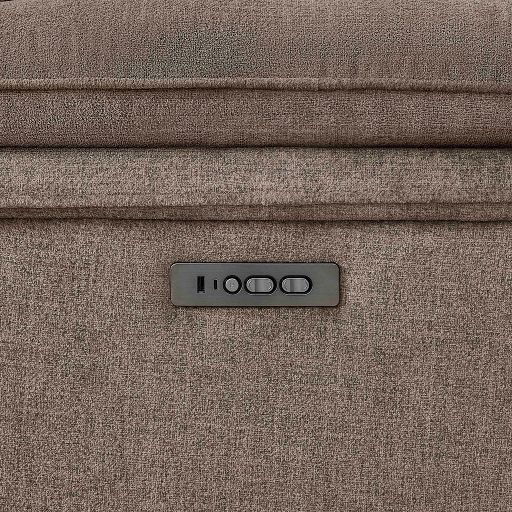 3-Piece Taupe Chenille Fabric Power Recliner Sectional Sofa with Sleeper, Storage Chaise & Console – 8319