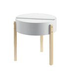 Acme 83217 Orren ellis murtaz botfish mid century modern natural and white finish round end table