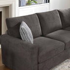 Dark Grey Chenille L-Shaped Sectional Sofa with Ottoman and Square Arms – 8329