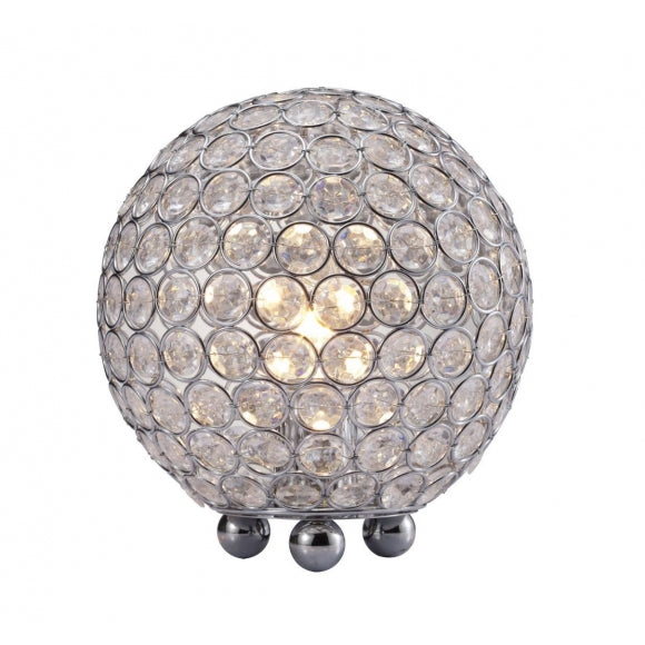 SH Lighting 8330CH Metallic chrome finish metal round faux crystal sphere table lamp