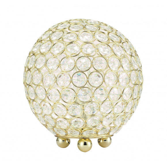 SH Lighting 8330G Metallic gold finish metal round faux crystal sphere table lamp
