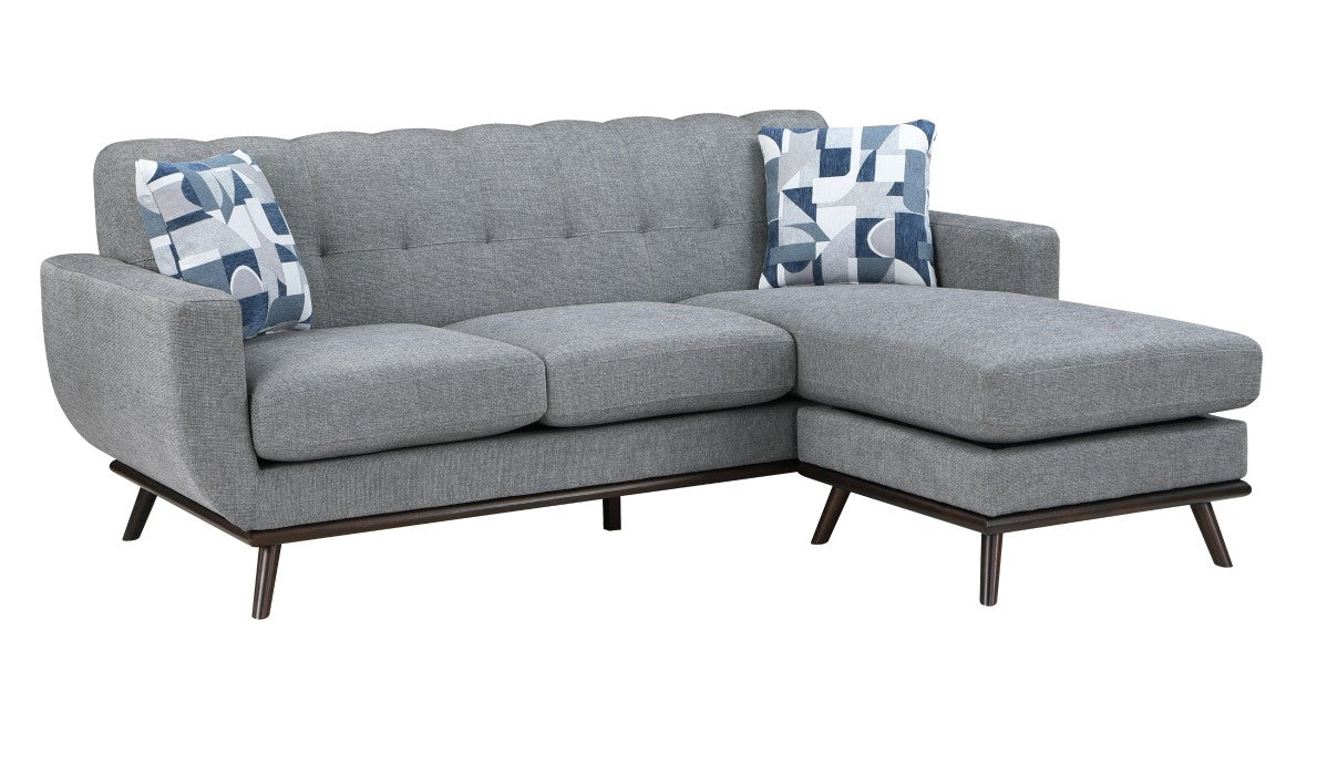 Homelegance 8341GY-3SCRV 2 pc Rand mid century modern grey fabric reversible chaise sectional sofa curved arms