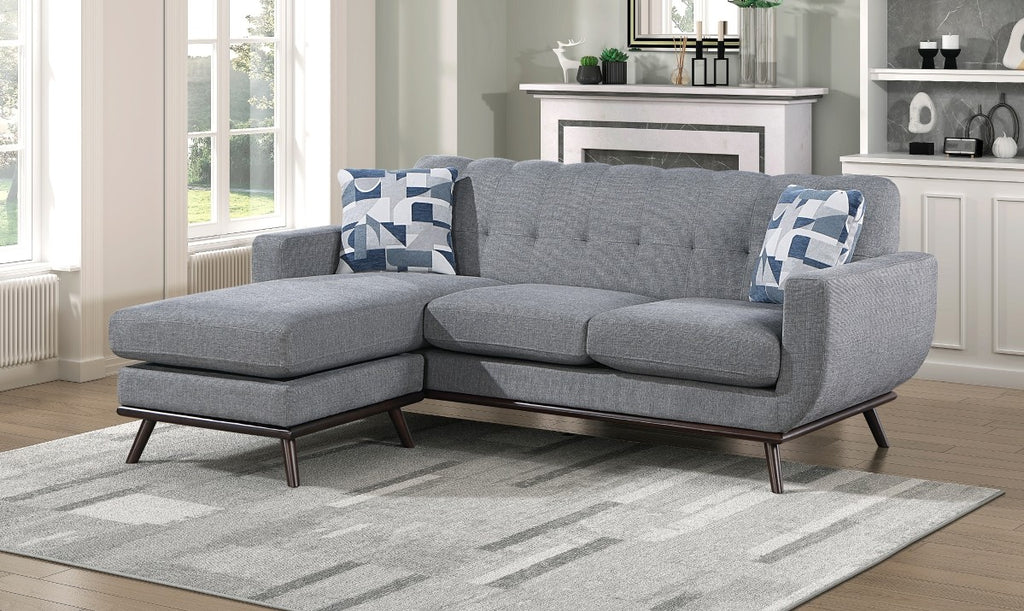 Homelegance 8341GY-3SCRV 2 pc Rand mid century modern grey fabric reversible chaise sectional sofa curved arms