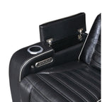 Cyber 2-Piece Power Motion Sofa & Loveseat Set – Black Top Grain Leather with Massage, Heat & Bluetooth – 8344BLK-2PWHM