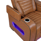 Cyber 2-Piece Power Motion Sofa & Loveseat Set – Brown Top Grain Leather with Massage, Heat & Bluetooth – 8344BRW-2PWHM