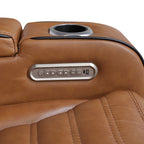 Cyber 2-Piece Power Motion Sofa & Loveseat Set – Brown Top Grain Leather with Massage, Heat & Bluetooth – 8344BRW-2PWHM