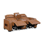 Cyber 2-Piece Power Motion Sofa & Loveseat Set – Brown Top Grain Leather with Massage, Heat & Bluetooth – 8344BRW-2PWHM