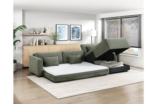 Homelegance Cumulus Green Sectional Sofa with Storage Chaise & Sleeper – 8345GRN*23LRC
